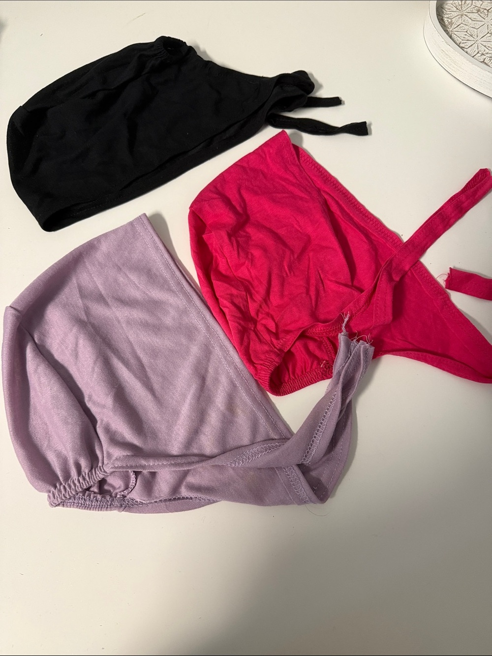 Women’s & girls Cotton Bandana-Style Bottoms Trio in Black, Hot Pink & Lavender